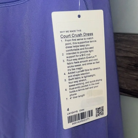 Lululemon Court Crush A/B Support Dress Sz 4 NWT - Picture 6 of 9